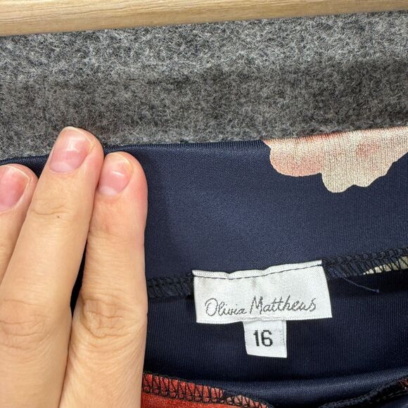 Olivia Matthews Dress Women 16 Blue Floral Shift Short Short Sleeve Casual - Picture 3 of 7